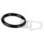 Schwarzer Gardinenring mit transparentem Clip.