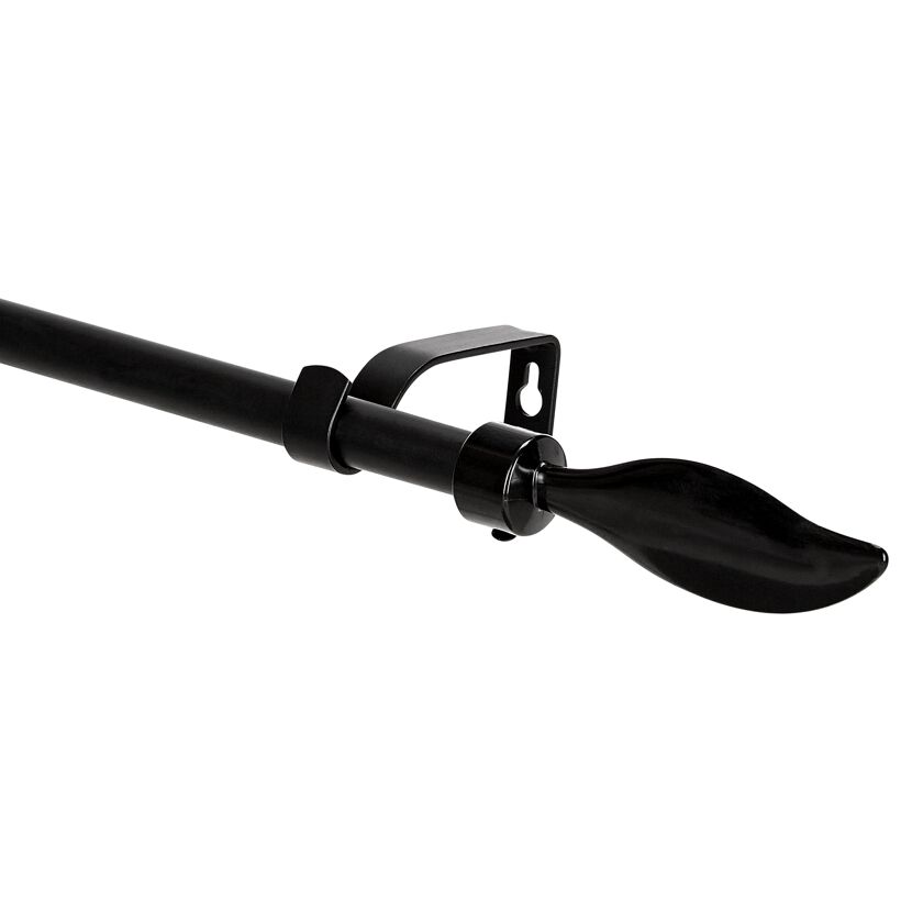 Schwarze Gardinenstange mit Endstück