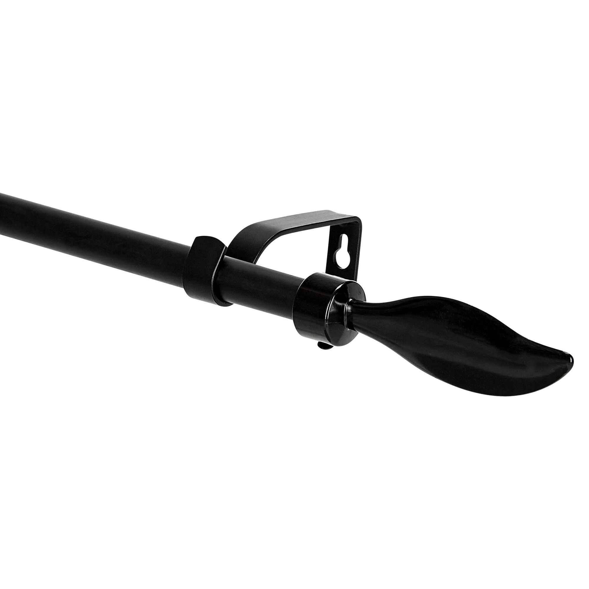 Schwarze Gardinenstange mit Endstück