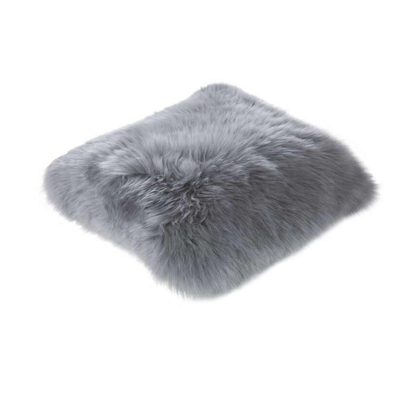Schaffell-Kissen 35 x 35 cm grau