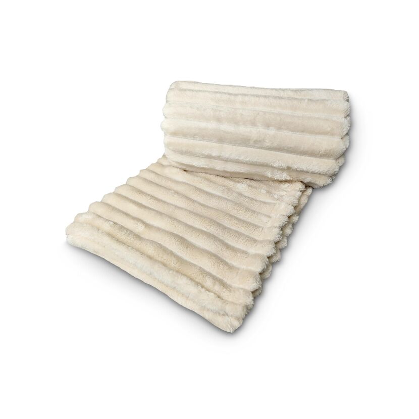 Wohndecke Cord cremefarben 130 x 170 cm