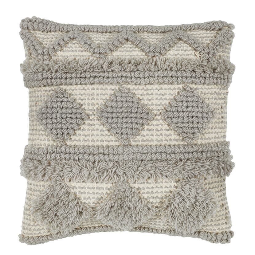 Graues Kissen "Inessa" mit geometrischem Muster