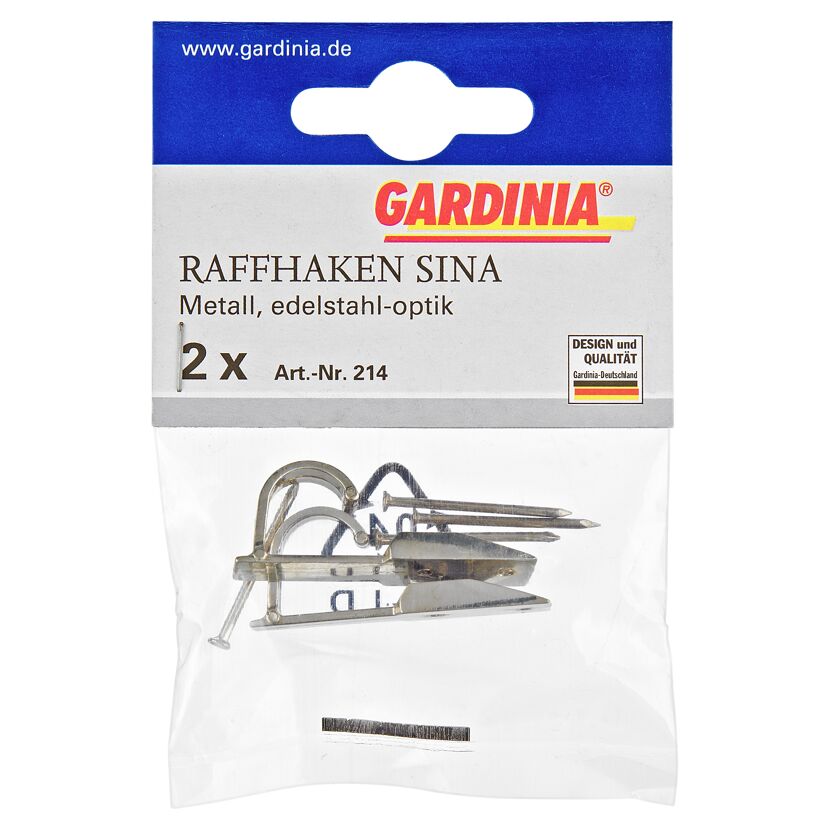Gardina Raffhaken Sina, Metall, Edelstahl-Optik, 2 Stück