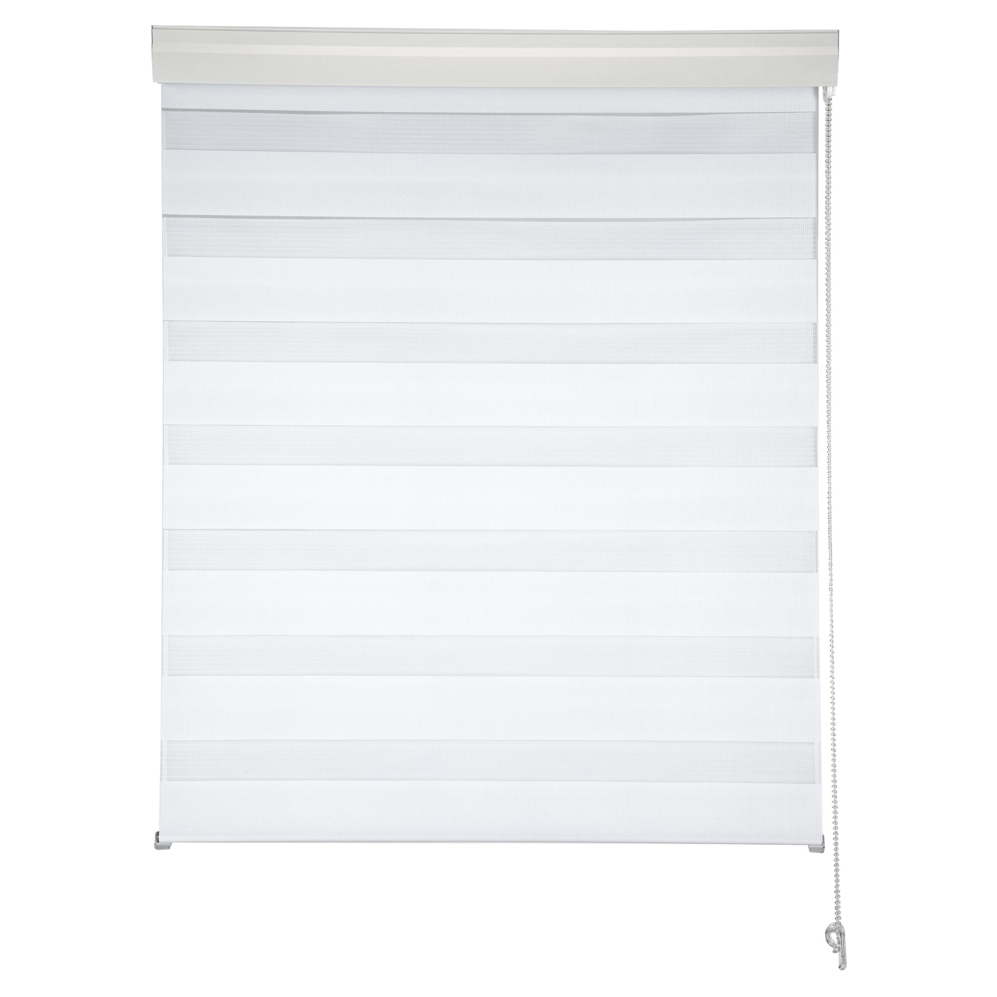Weißes Doppelrollo mit Zugband