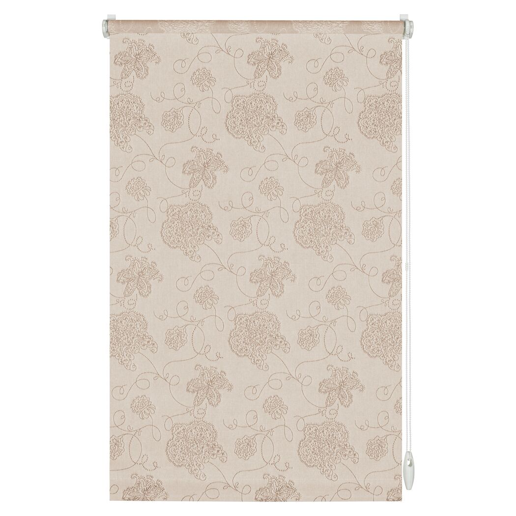 Beigefarbenes Rollo mit floralem Muster