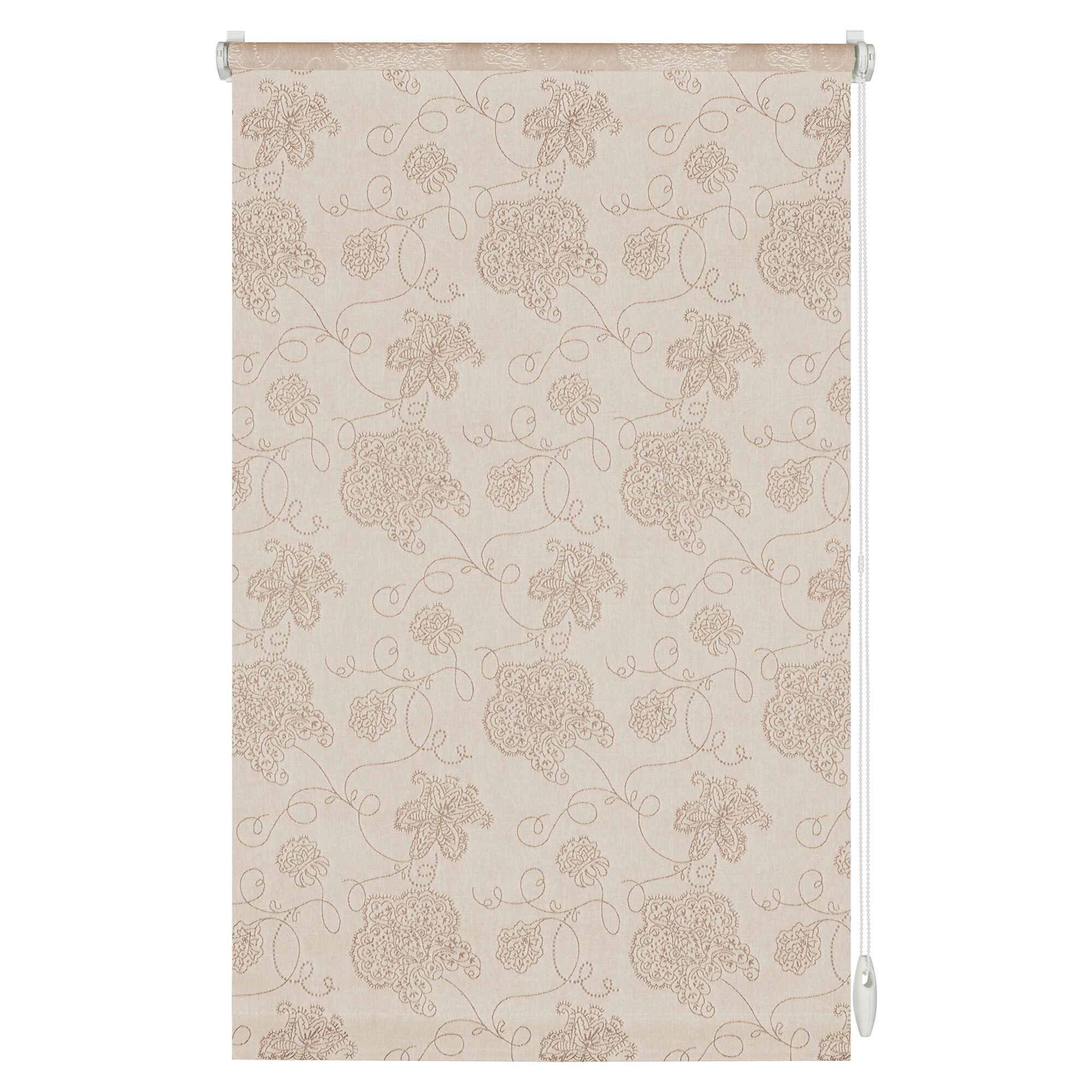 Beigefarbenes Rollo mit floralem Muster
