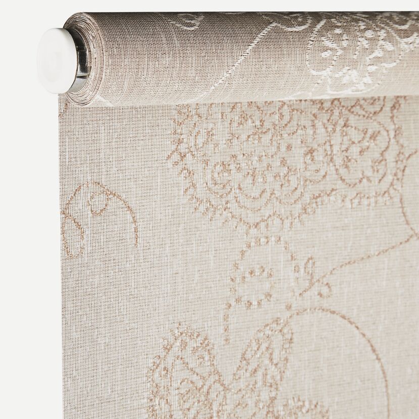 Beigefarbenes Rollo mit floralem Muster