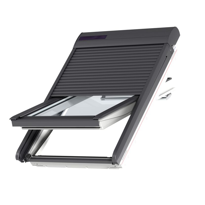 Solar-Rollladen für Dachfenster, geöffnet