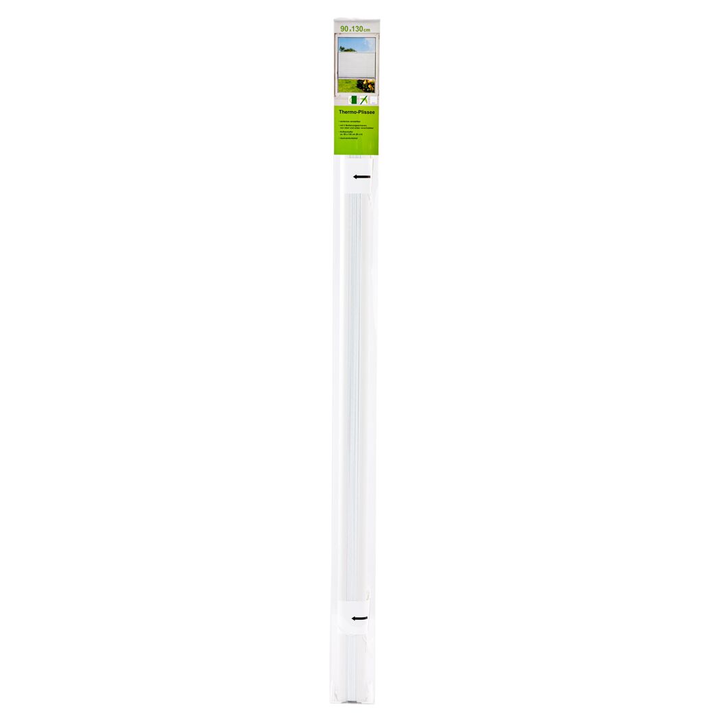 Weiße Thermo-Plissee in Verpackung