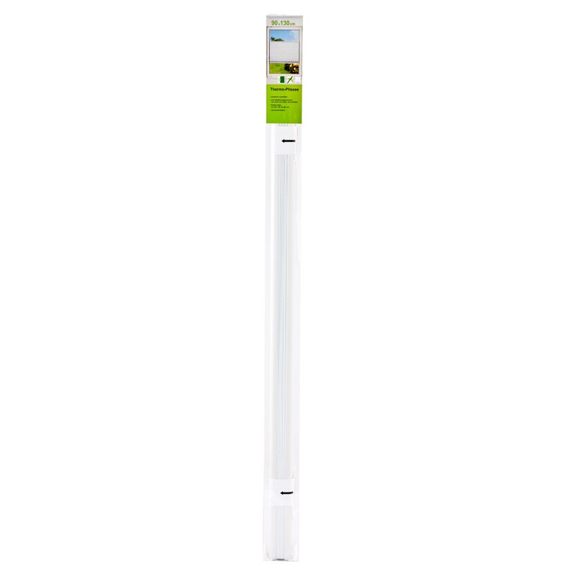 Weiße Thermo-Plissee in Verpackung