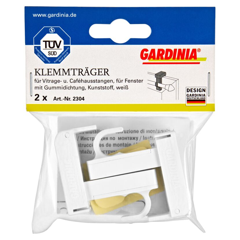Gardina Klemmträger für Vitrage- und Caféhausstangen, weiß