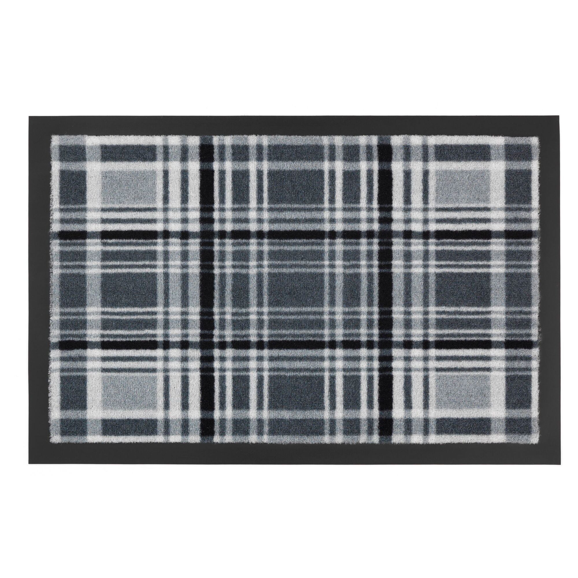 Schwarze und graue karierte Fußmatte
