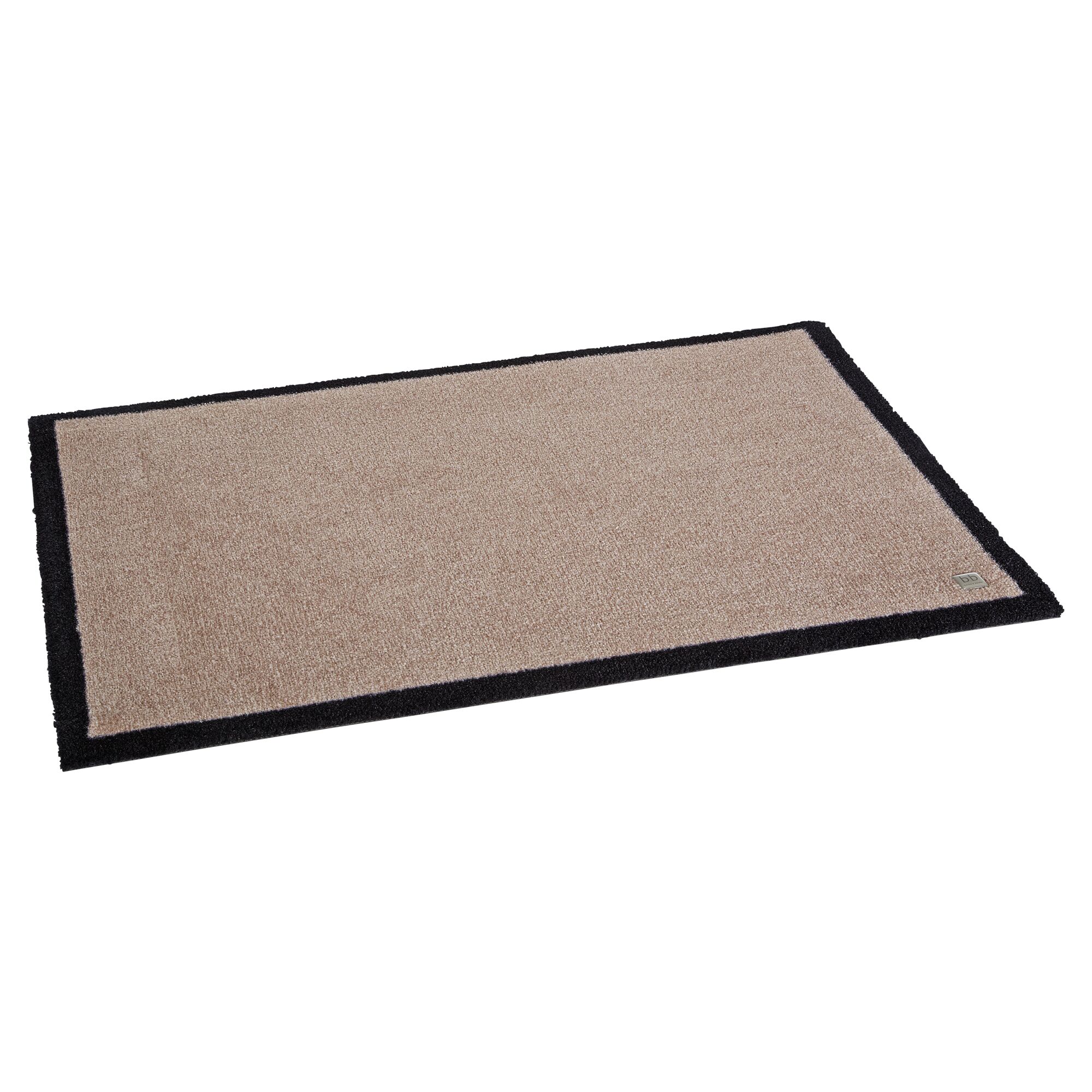 Beige Fußmatte mit schwarzem Rand