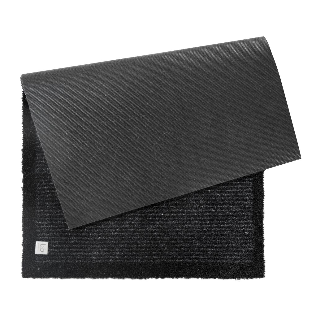 Schwarze Fußmatte Gentle, Vorder- und Rückseite
