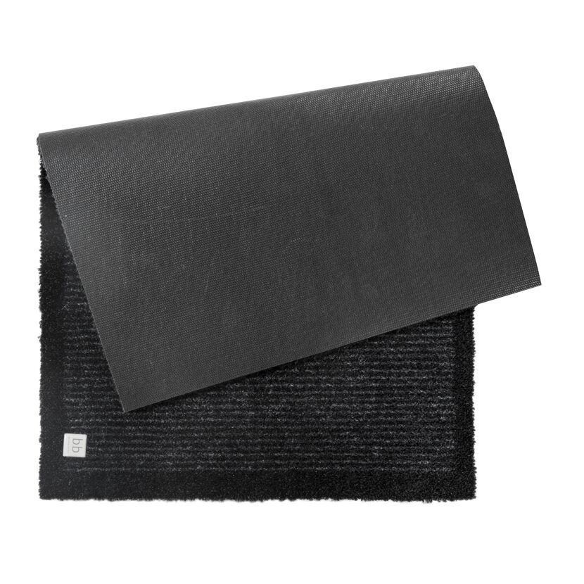 Schwarze Fußmatte Gentle, Vorder- und Rückseite