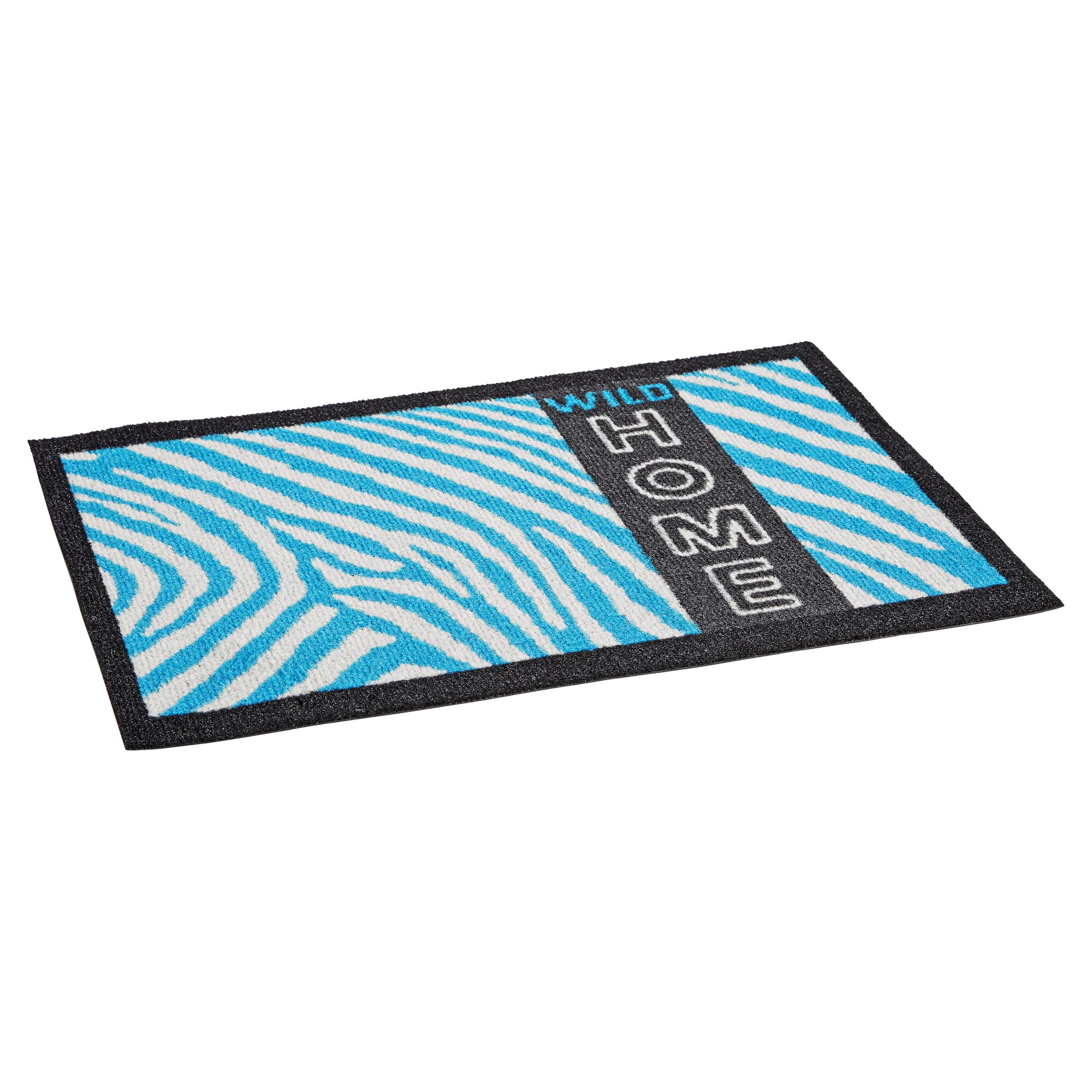 Fußmatte Wild Home türkis mit Zebrastreifen