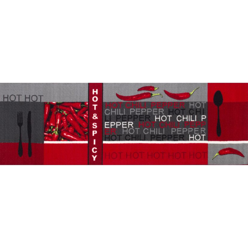 Läufer mit roter Chilischoten und Besteck