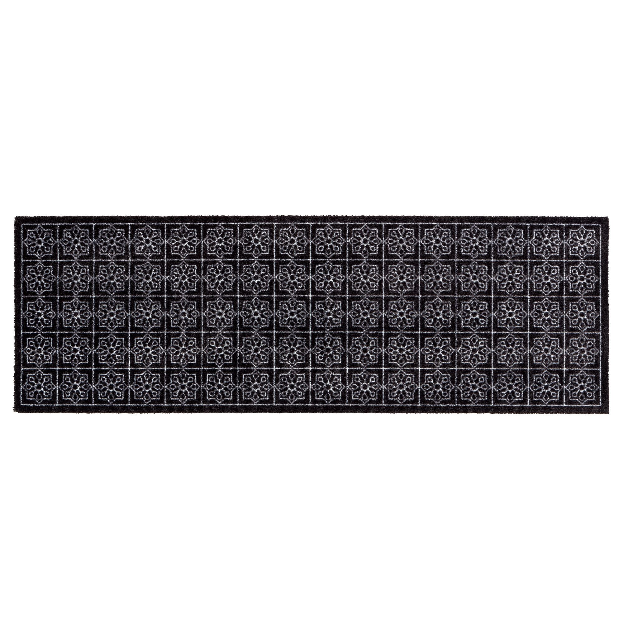 Schwarze Schmutzfangmatte mit hellem Muster