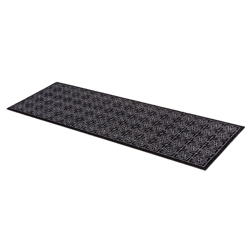 Schwarze Schmutzfangmatte mit Fliesenmuster