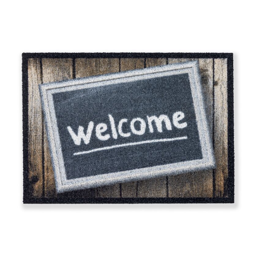Fußmatte mit "Welcome"-Schild