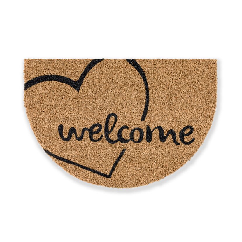 Halbrunde Fußmatte mit Herz und "Welcome"