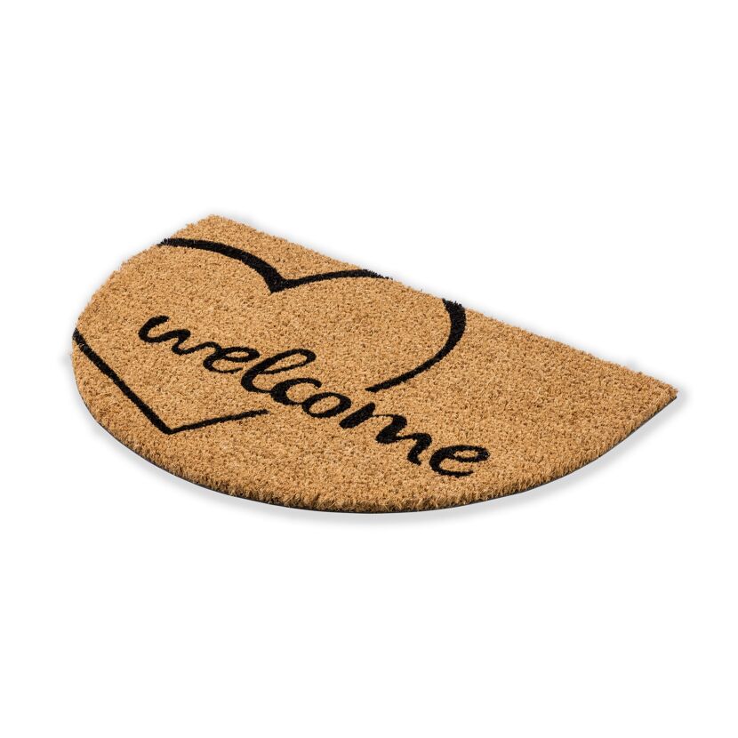 Halbrunde Fußmatte mit "Welcome" und Herz