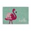 Türkises Fußmatte mit Flamingo und "hello" Schriftzug