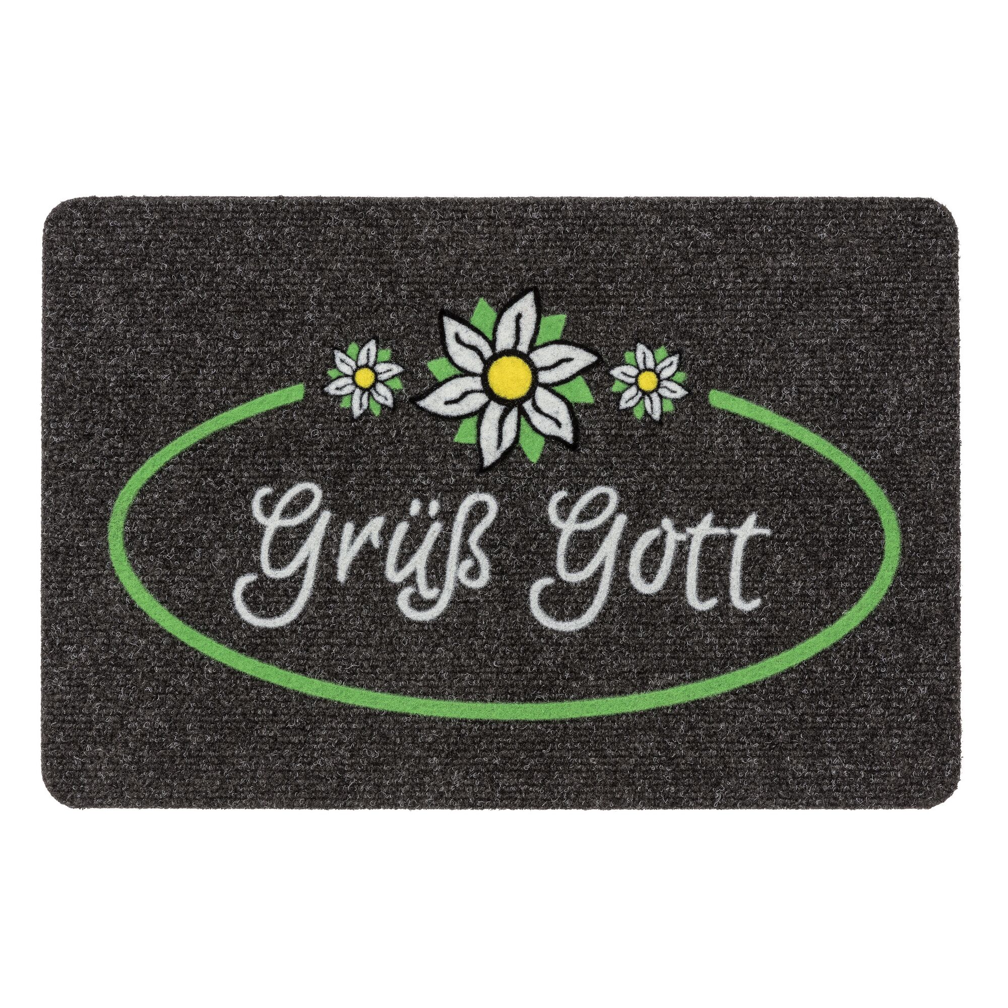 Fußmatte mit Edelweiß und "Grüß Gott"