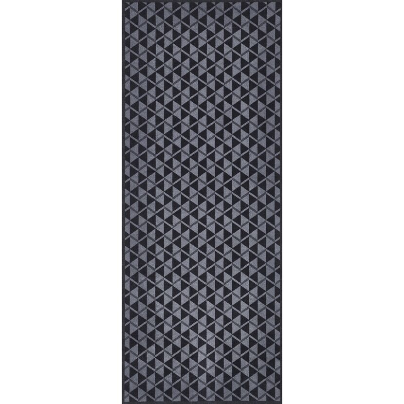 Schwarze Fußmatte mit grauem Rautenmuster