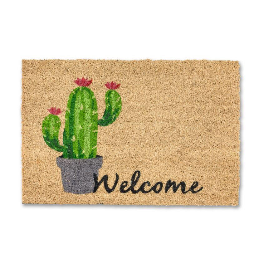 Fußmatte mit Kaktus und "Welcome" Schriftzug