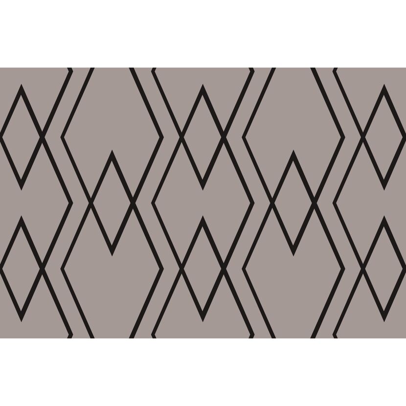 Schwarze geometrische Rauten auf grauem Hintergrund.