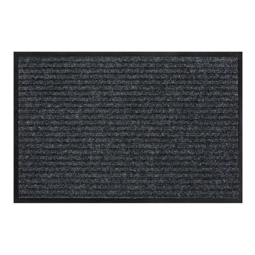 Schwarze Fußmatte Solid, gerippt