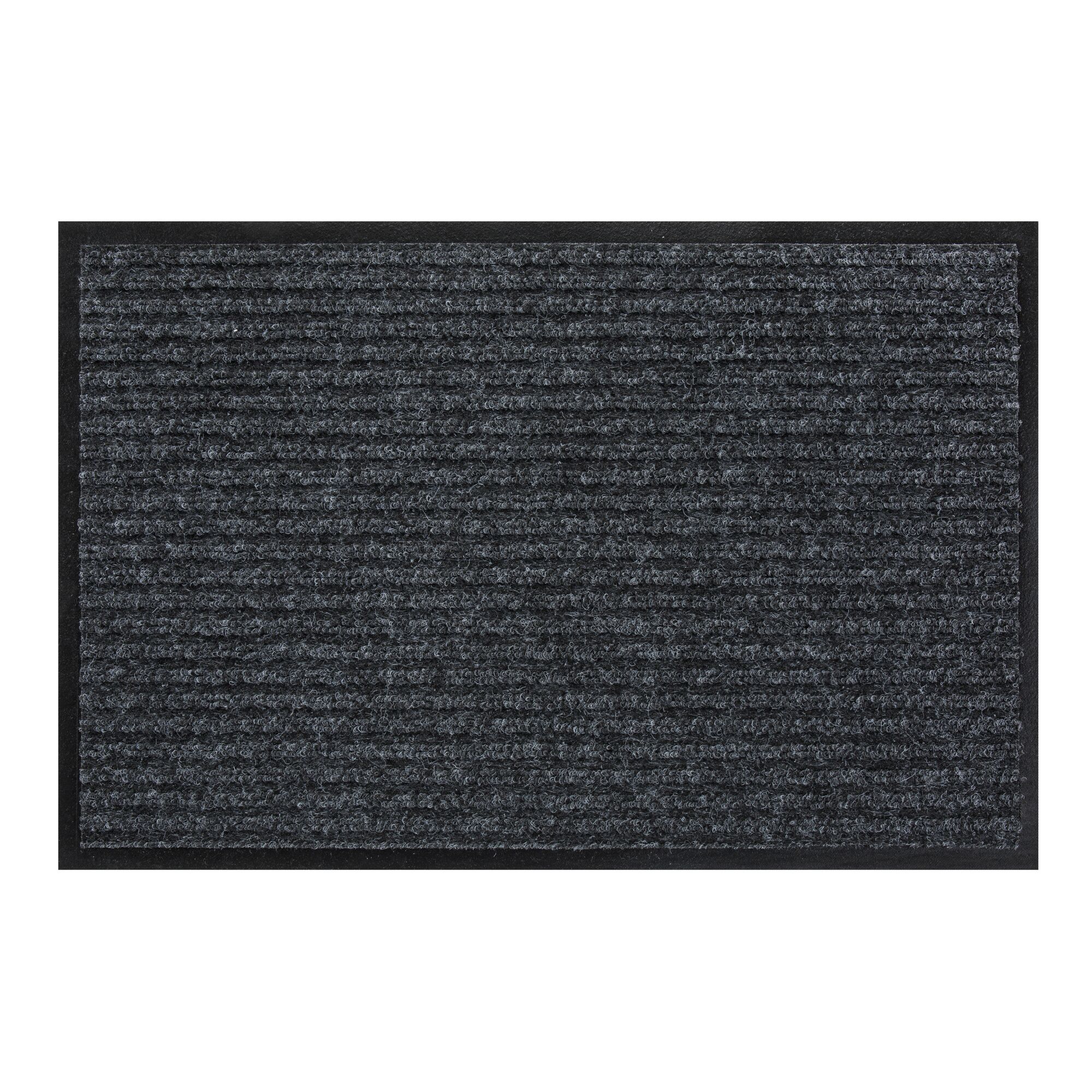 Schwarze Fußmatte Solid, gerippt