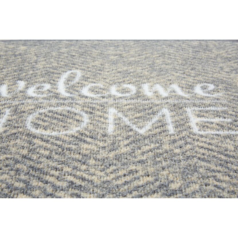 Fußmatte mit Schriftzug "Welcome Home" in grau und beige