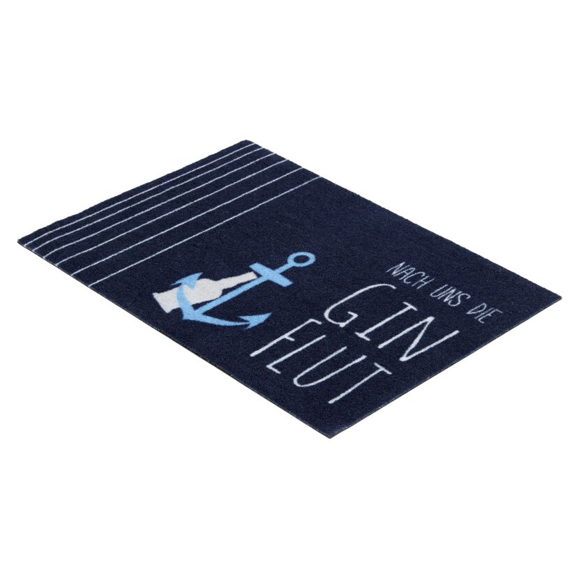 Fußmatte Gin Flut marineblau mit Ankermotiv