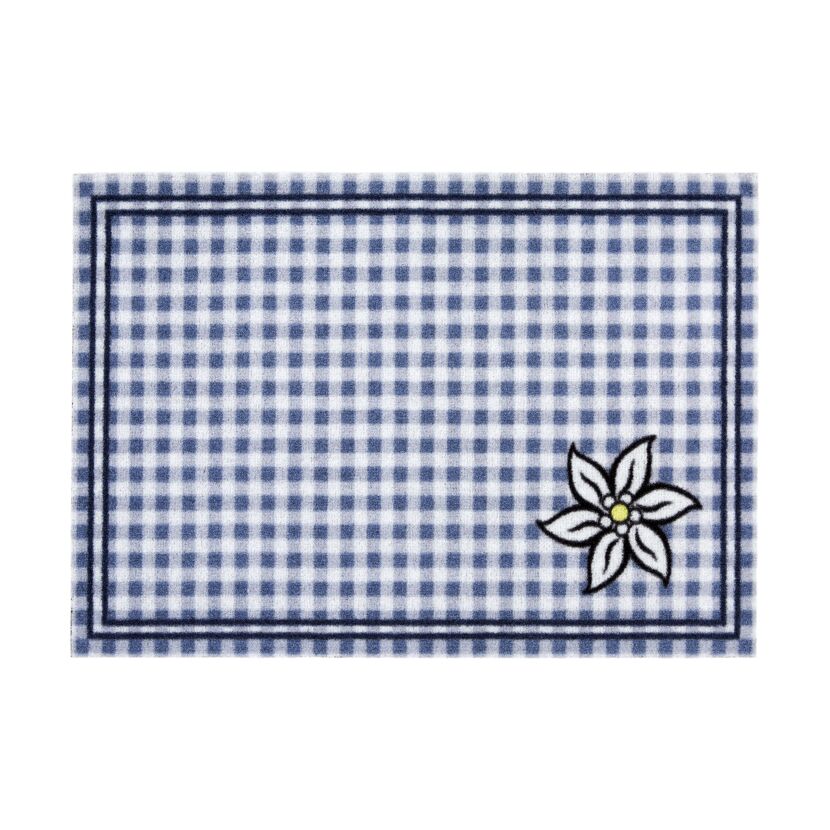 Blau-weiße Fußmatte mit Edelweiß