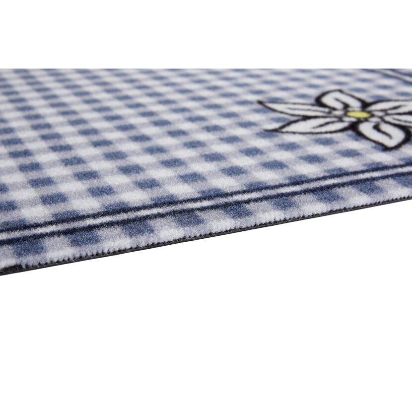 Blau-weiße Fußmatte mit Edelweiß-Muster