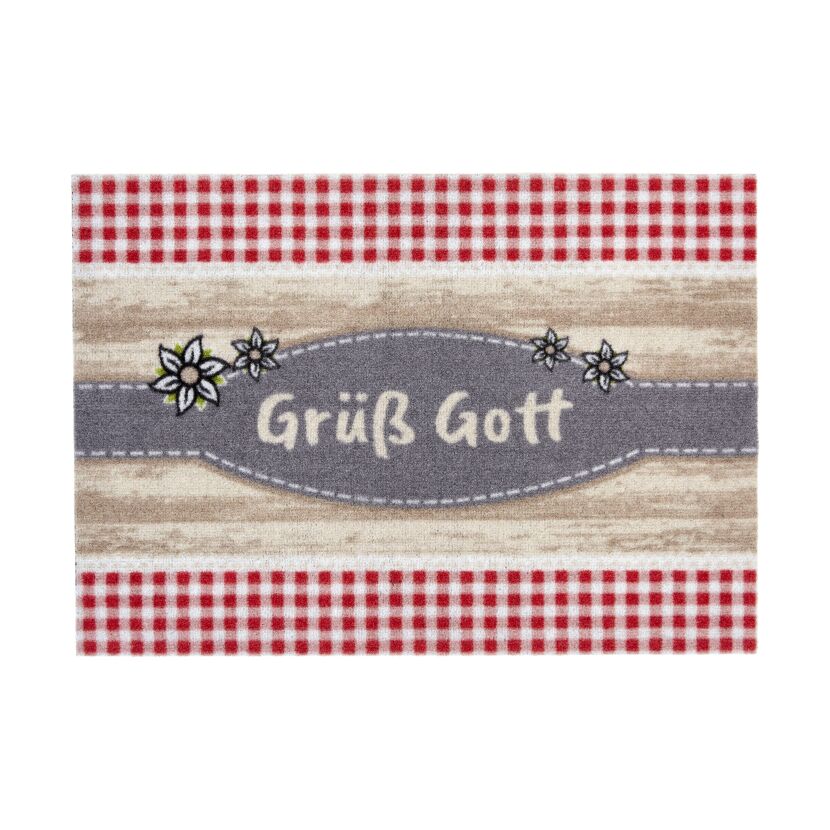 Fußmatte mit "Grüß Gott" und Edelweiß