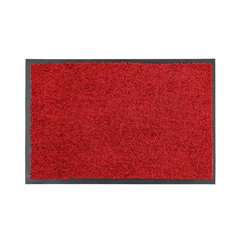 Rote Fußmatte mit schwarzem Rand