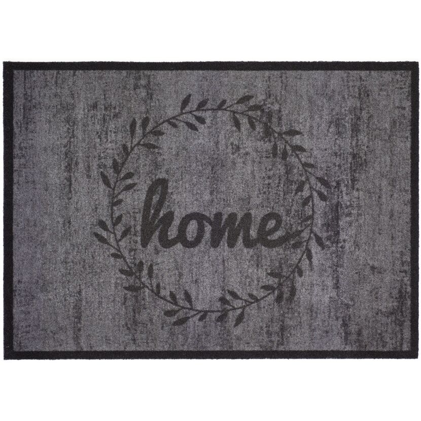 Sauberlaufmatte 'Home Eukalyptus' grau, schwarz 39 x 58 cm