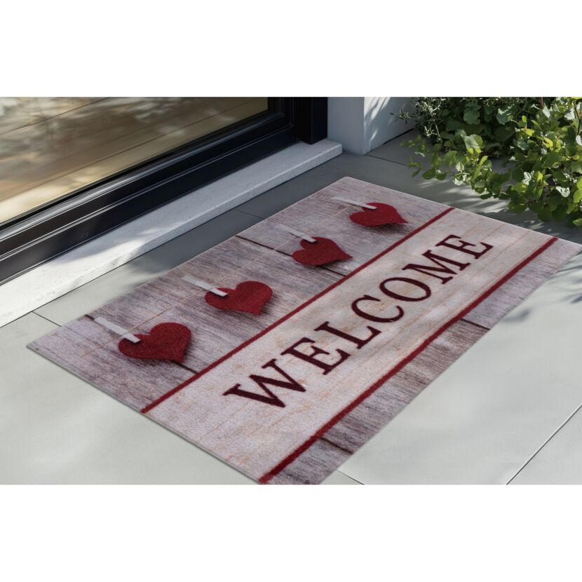 Fußmatte 'Miami Design 507' grau/rot 40 x 60 cm
