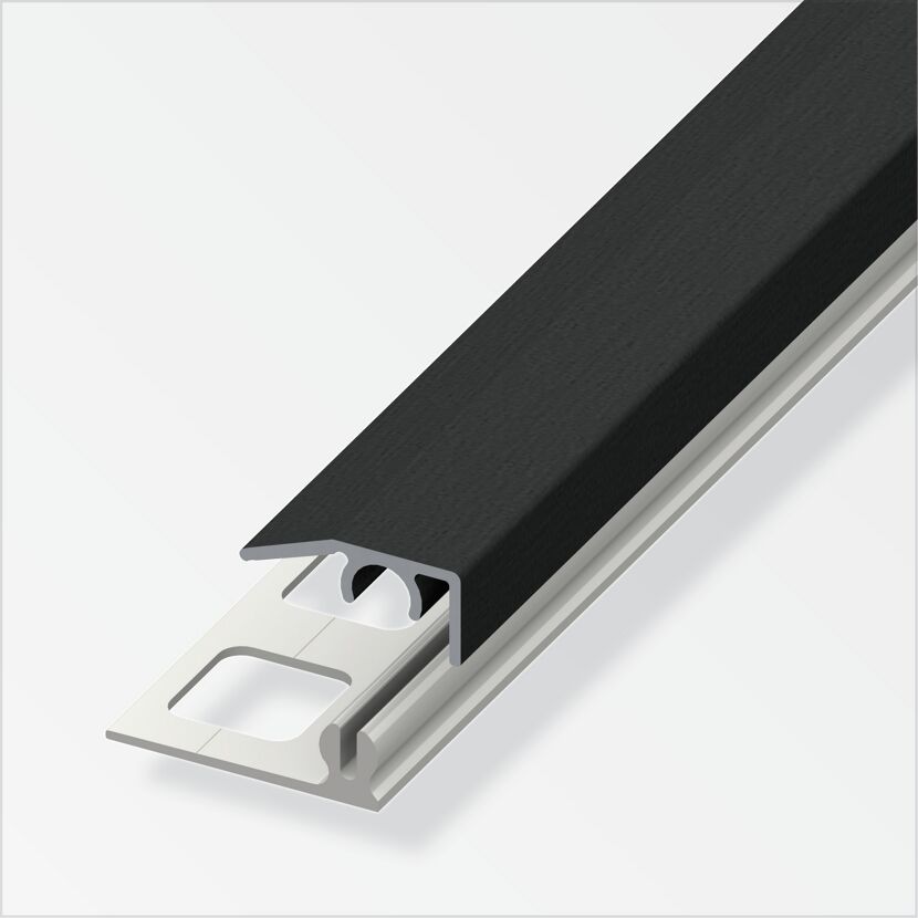 Schwarze Vinyl Abschlussleiste mit Aluprofil