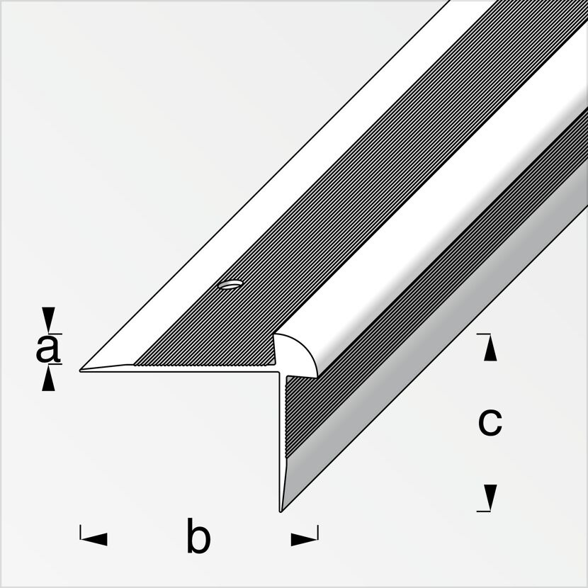 Silberne Vinyl-Treppenkantenleiste