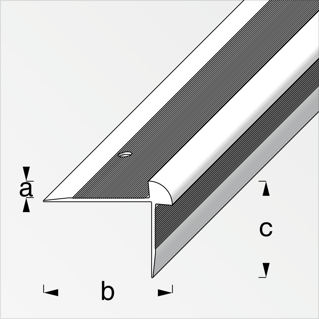 Silberne Vinyl-Treppenkante mit Abmessungen