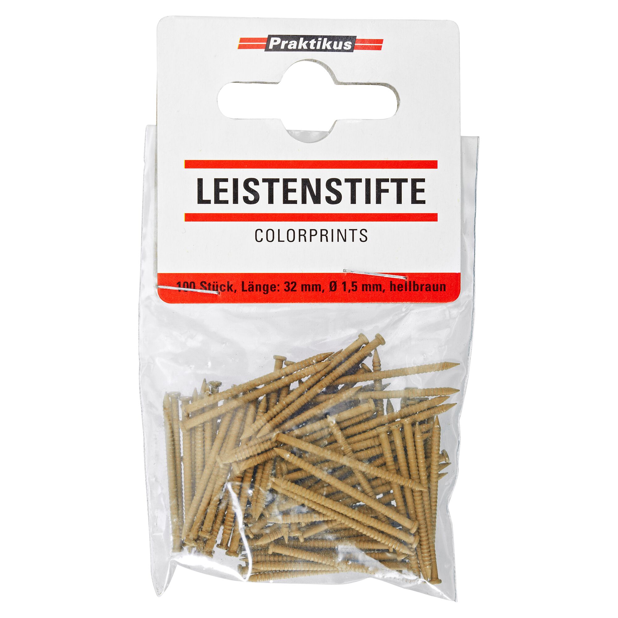 100 hellbraune Leistenstifte in Verpackung