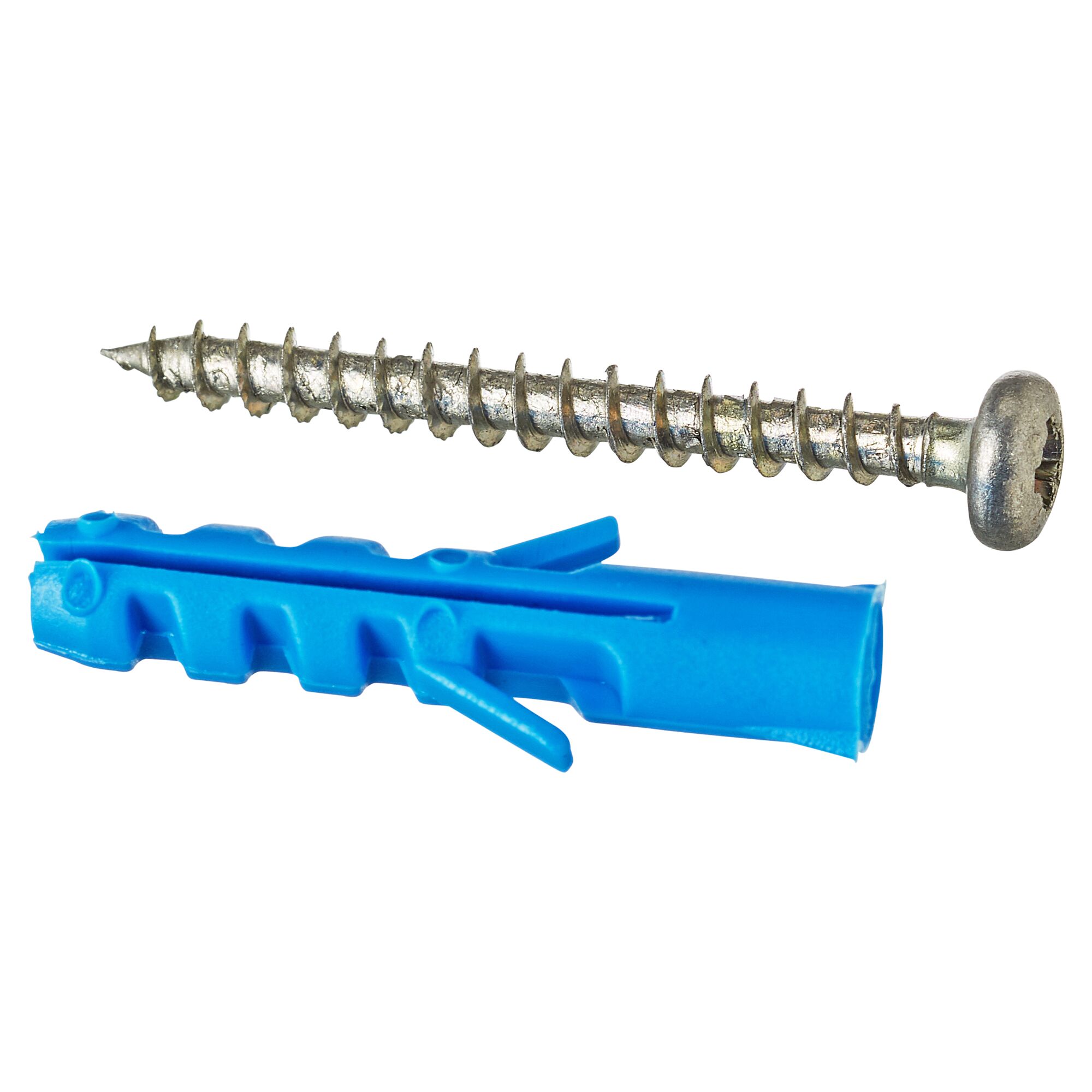 Blauer Dübel und Schraube