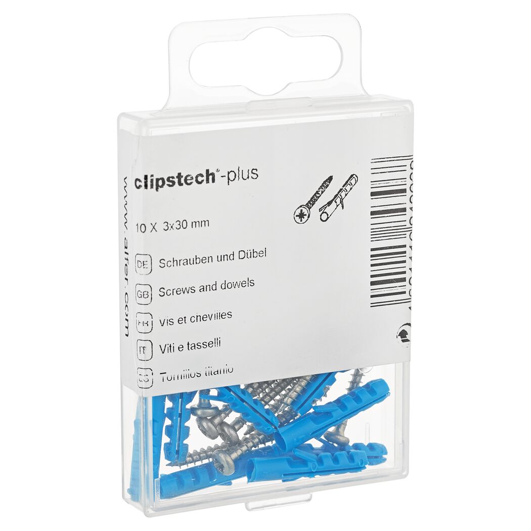 Clipstech-plus Schrauben und Dübel 3 x 30 mm