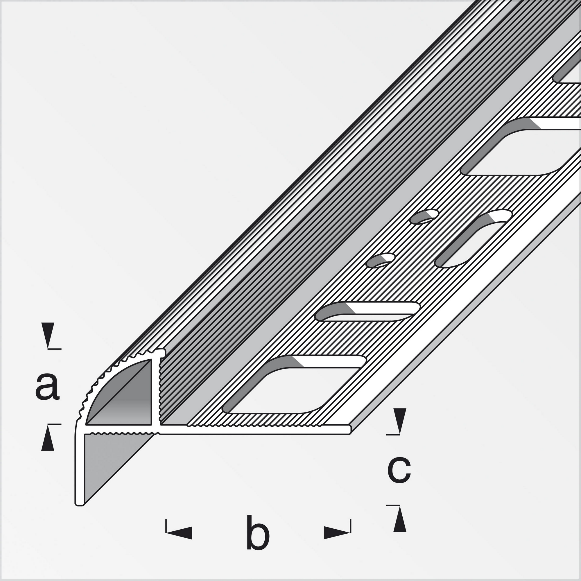 Treppenkantenprofil silber 10 x 19,5 x 7,5 mm + product picture