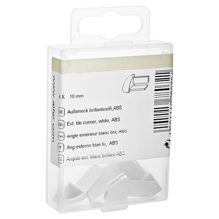 Weiße Außenecken aus Kunststoff in Verpackung