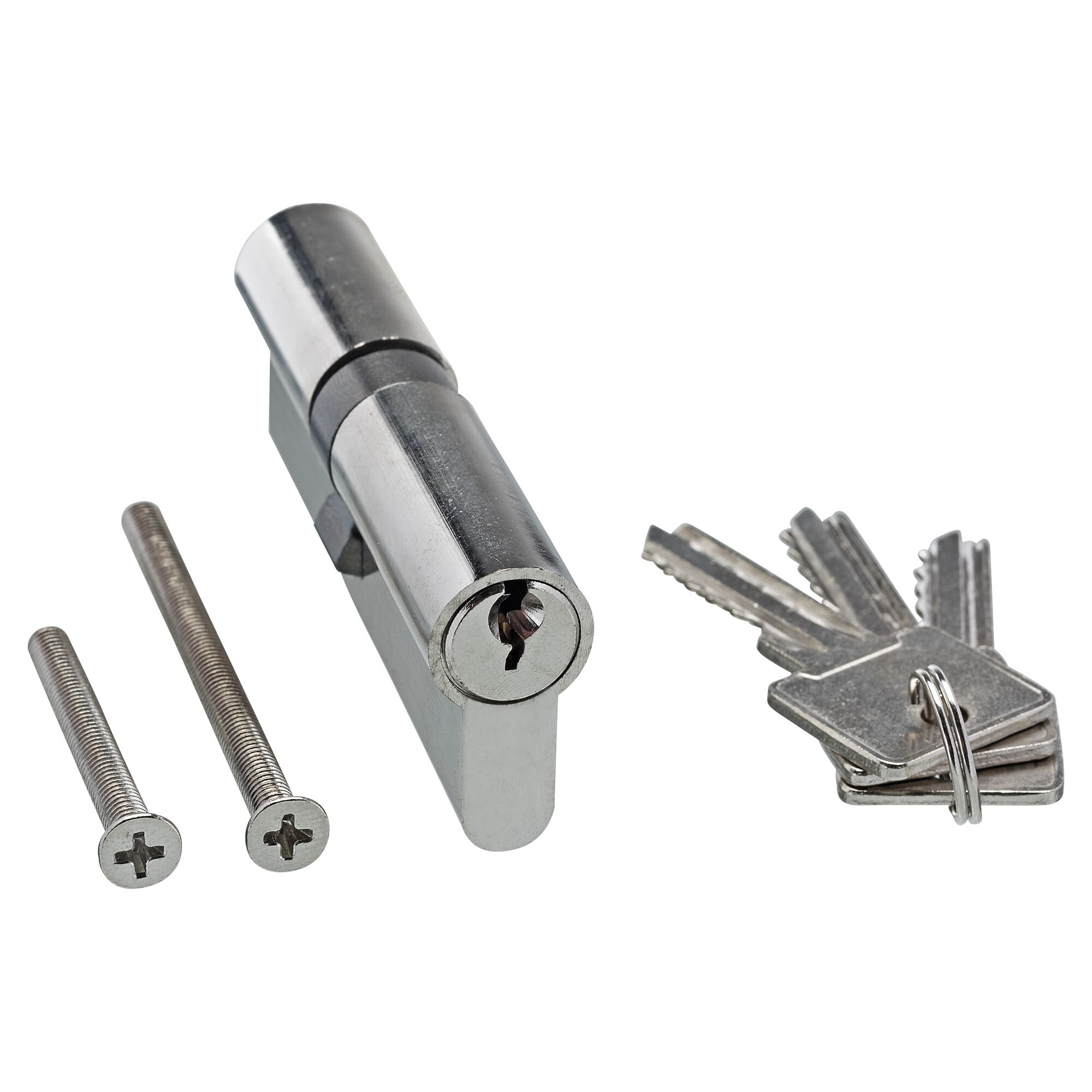 Profilzylinder mit Schlüsseln und Schrauben
